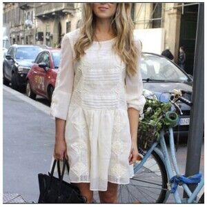 FREE PEOPLE 'LEIGH'  Women's Ivory Long Sleeve Lace Dress Size Medium!!!